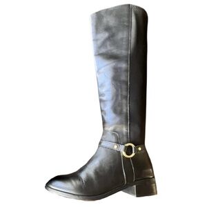 Nordstrom Genuine Leather and Stretch Classic Riding Boots Sz 6 WIDE CALF